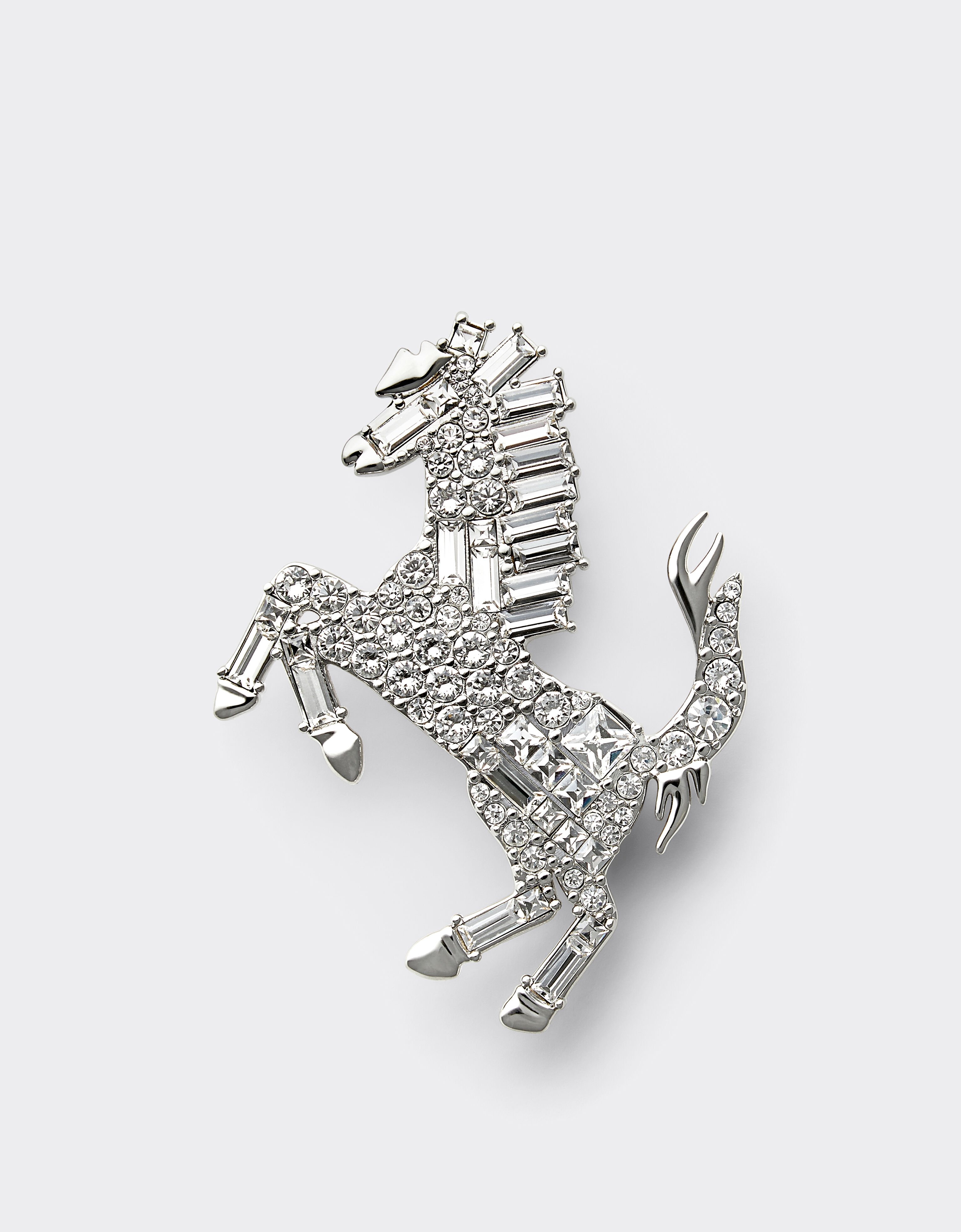 Ferrari Prancing Horse Rhinestone Brooch Silver CGWSP0001JU00005f