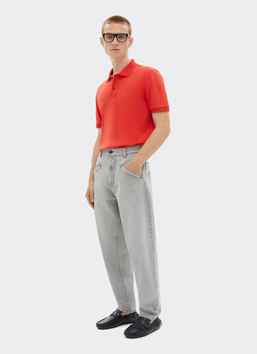 Ferrari Organic cotton piqué polo shirt with Prancing Horse Rosso Dino 47822f