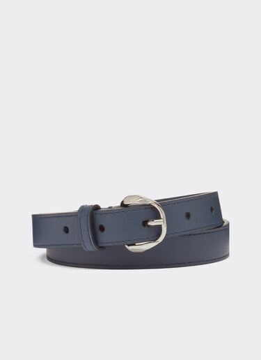 Ferrari Thin leather belt with Prancing Horse detail Navy 20675f
