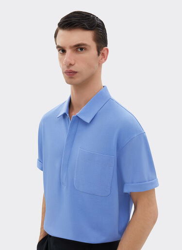 Ferrari Cotton polo shirt with 7X7 check pattern Cyan 21203f