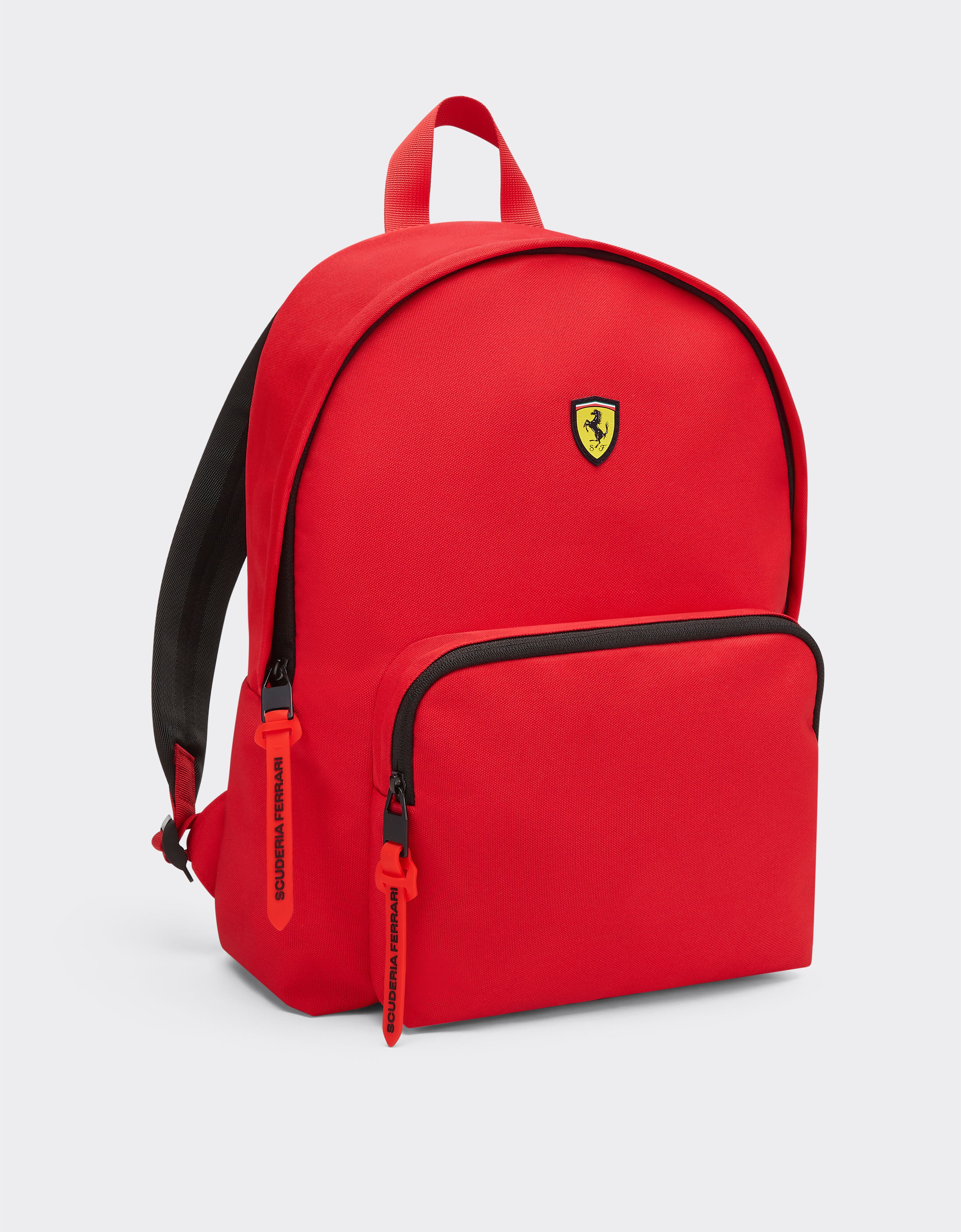 Rosso Technical fabric backpack with Ferrari Scudetto | Ferrari®