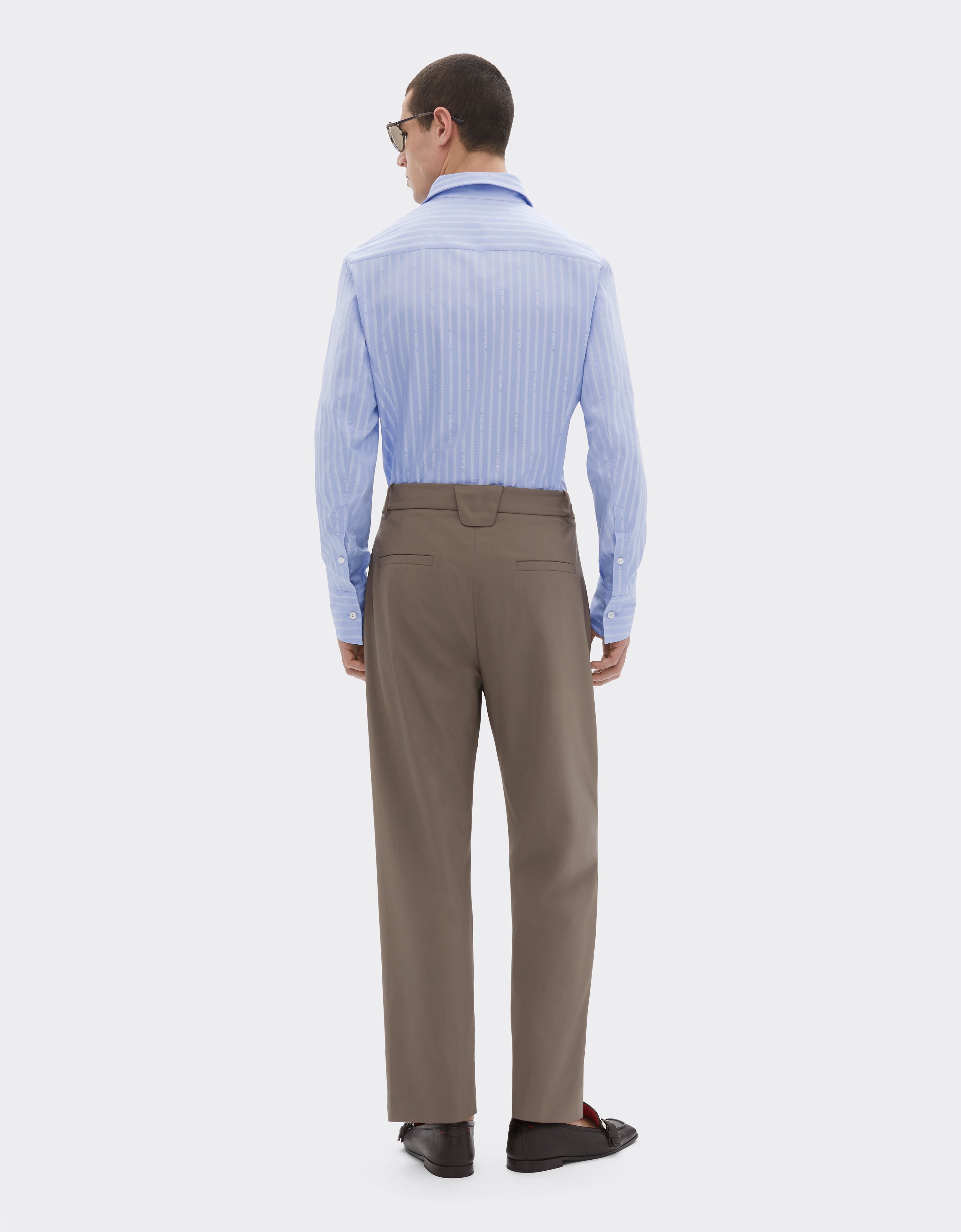 Ferrari Cotton shirt with Ferrari Monogram motif Oxford Blue 50810f