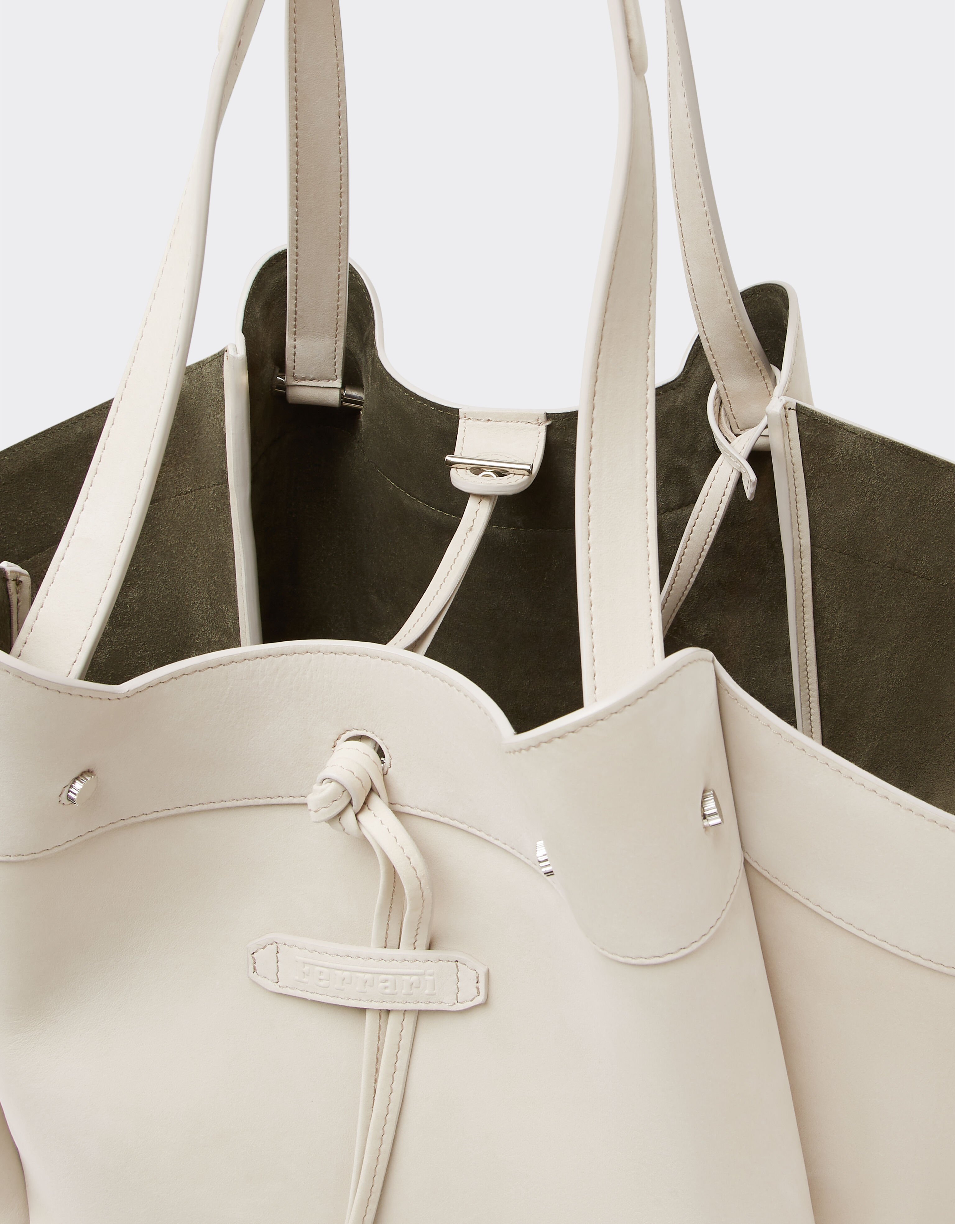 Ferrari Large tote bag in nubuck leather Ecru 22298f