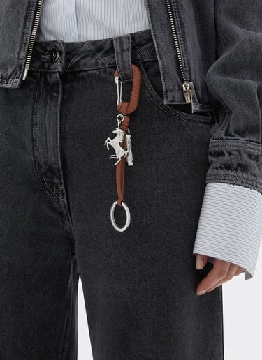 Metal and leather keyring with charm Ferrari Metal and leather keyring with charm Tobacco 50010f