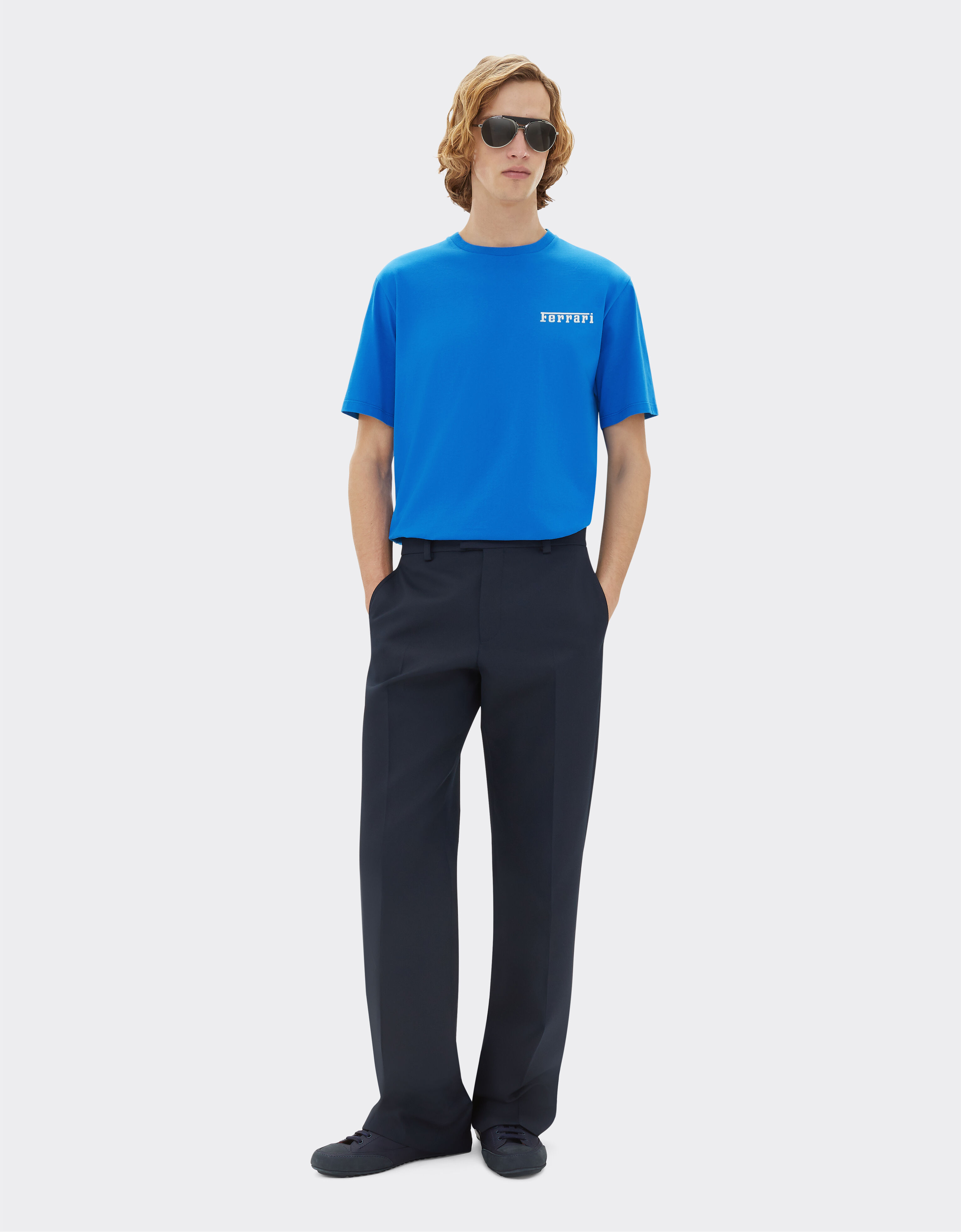 Ferrari Camiseta de algodón con logotipo Ferrari Azul Klein 21163f