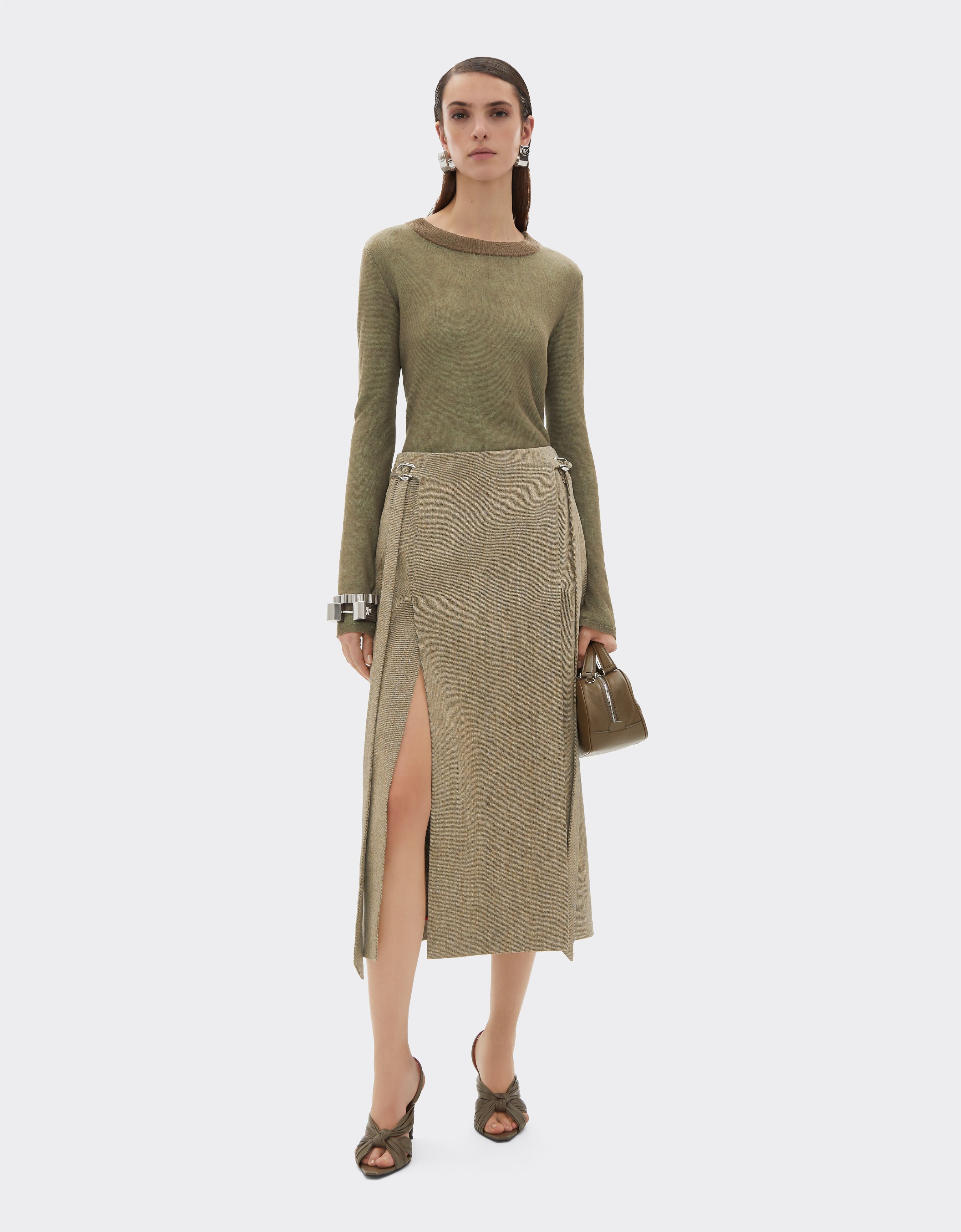 Ferrari Linen cashmere and silk turtleneck sweater Khaki Green 50820f