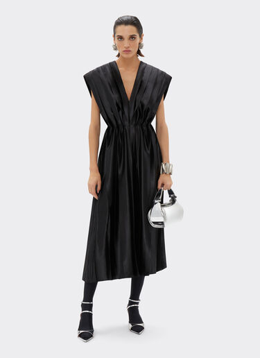 Ferrari Pleated midi dress in liquid satin Black 21630f