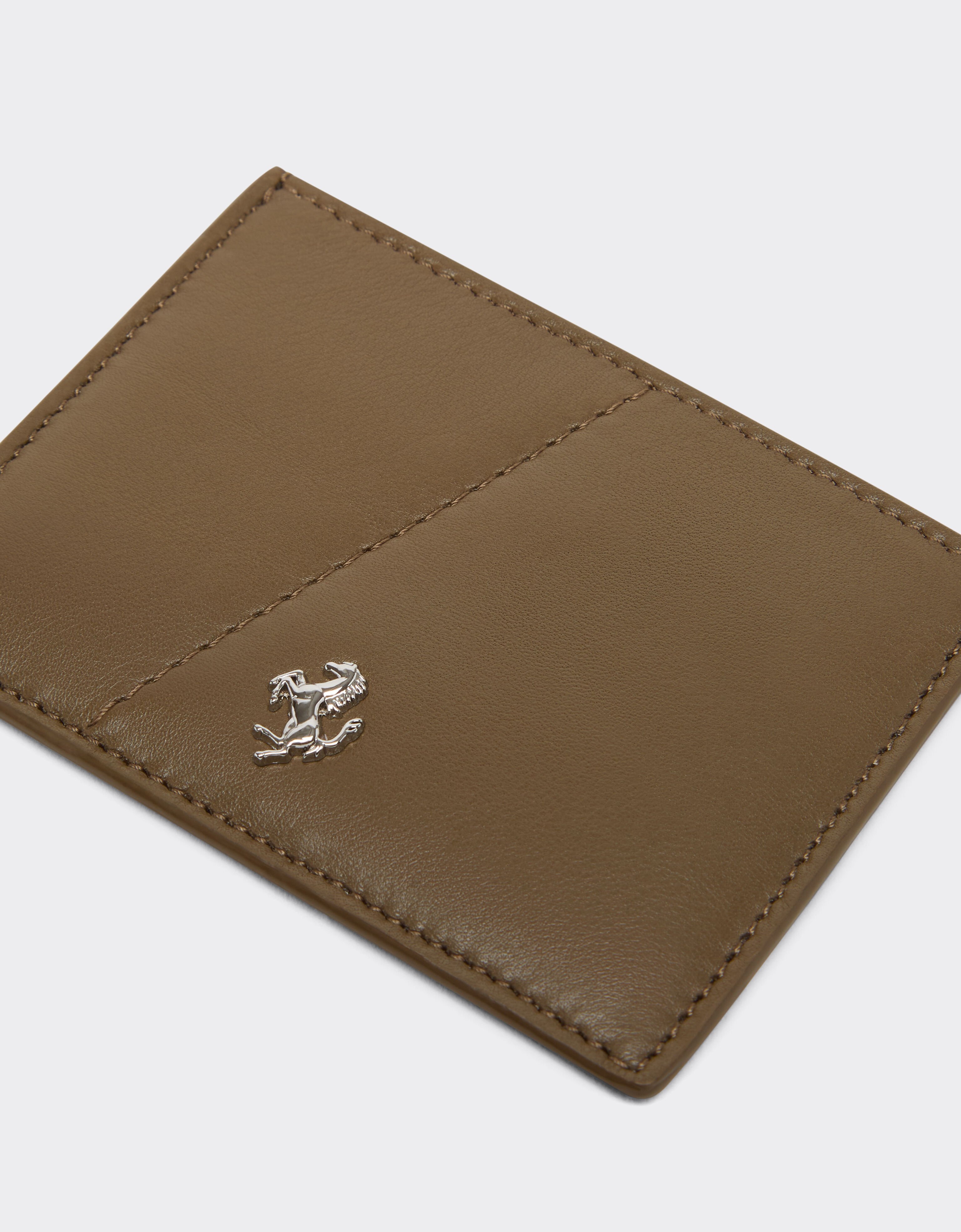 Ferrari Kartenetui aus Glattleder Khaki Green 50619f