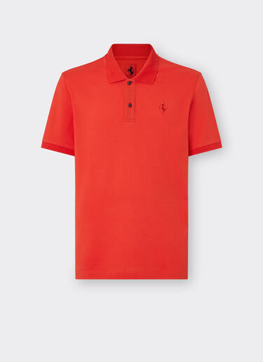Ferrari Organic cotton piqué polo shirt with Prancing Horse Rosso Dino 47822f