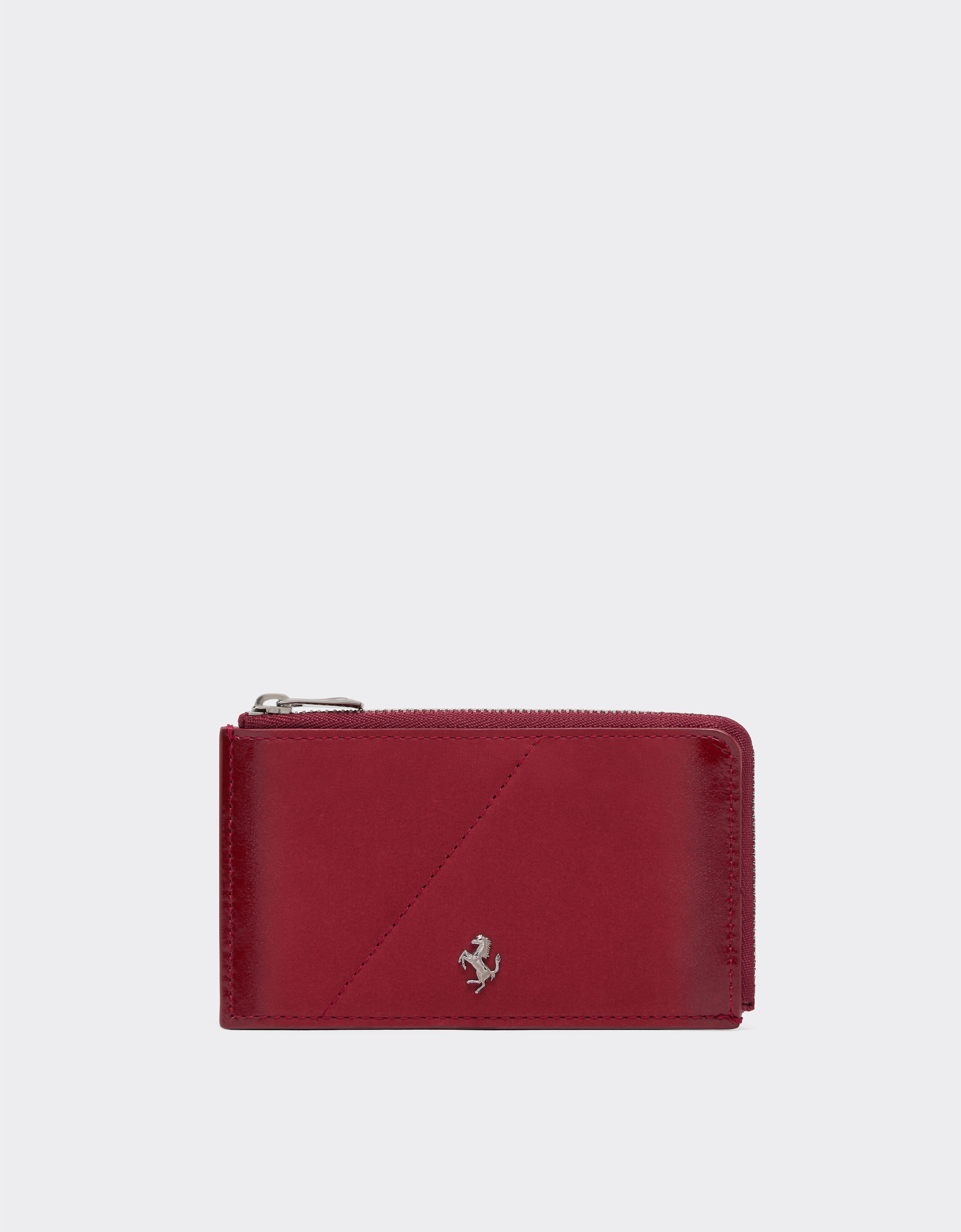 Ferrari Wallet with zip in smooth leather and nubuck Maison Red 50522f
