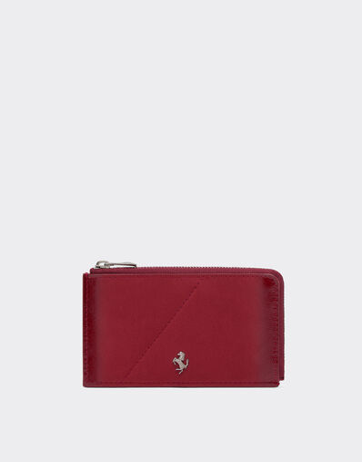 Ferrari Wallet with zip in smooth leather and nubuck Maison Red 50522f