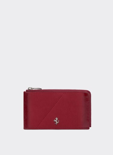 Ferrari Wallet with zip in smooth leather and nubuck Maison Red 50522f