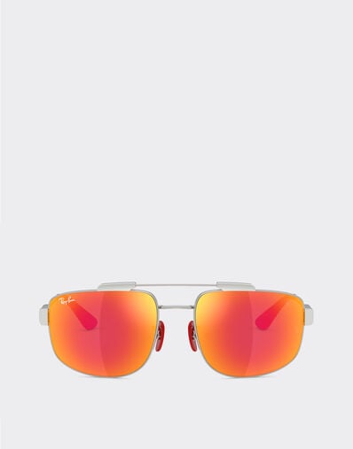 Ferrari Ray-Ban pour Scuderia Ferrari RB3789M en métal argenté avec verres gris miroir rouge Silver LA0JJf