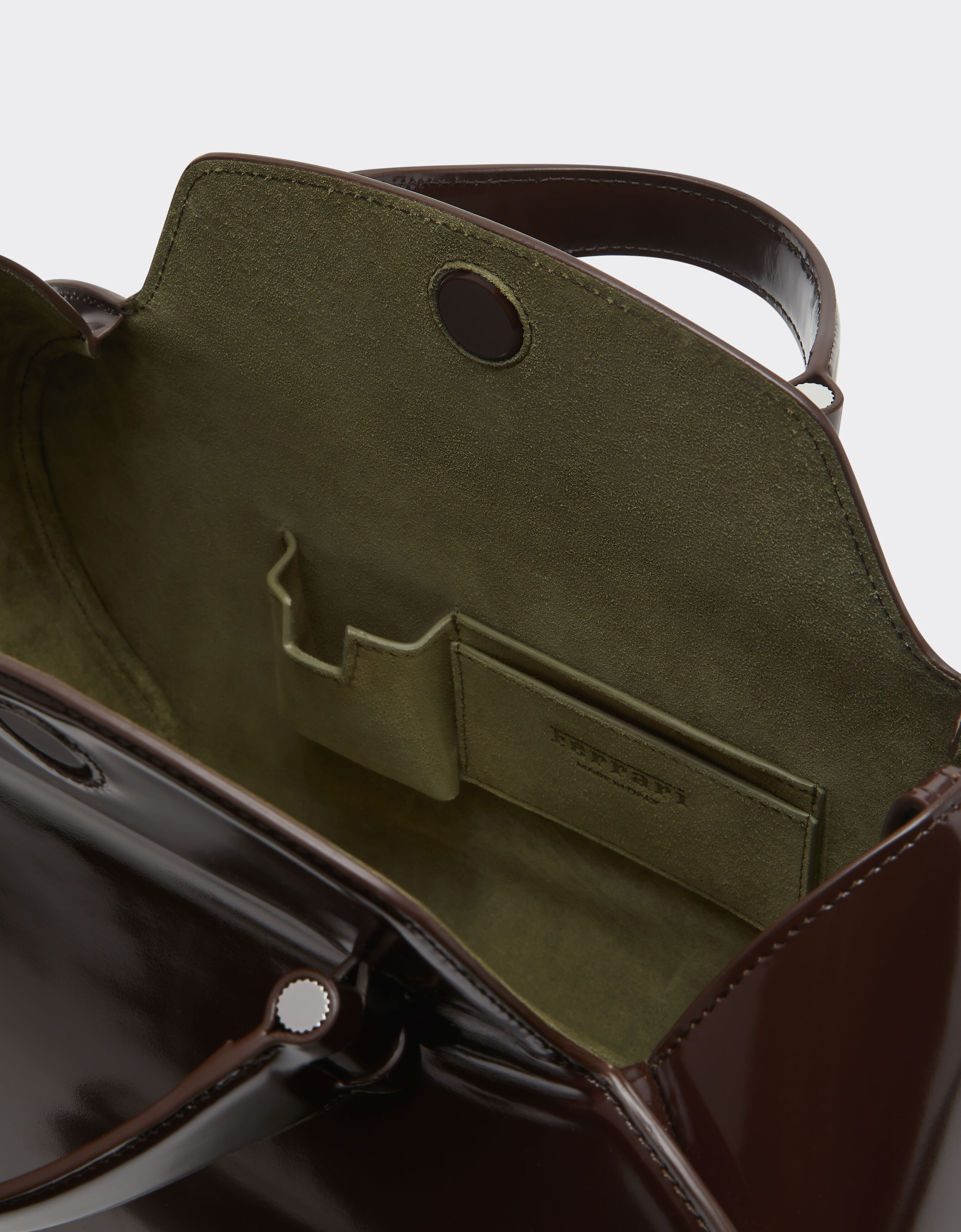 Ferrari Ferrari Dino bowling bag in shiny leather Espresso 49232f