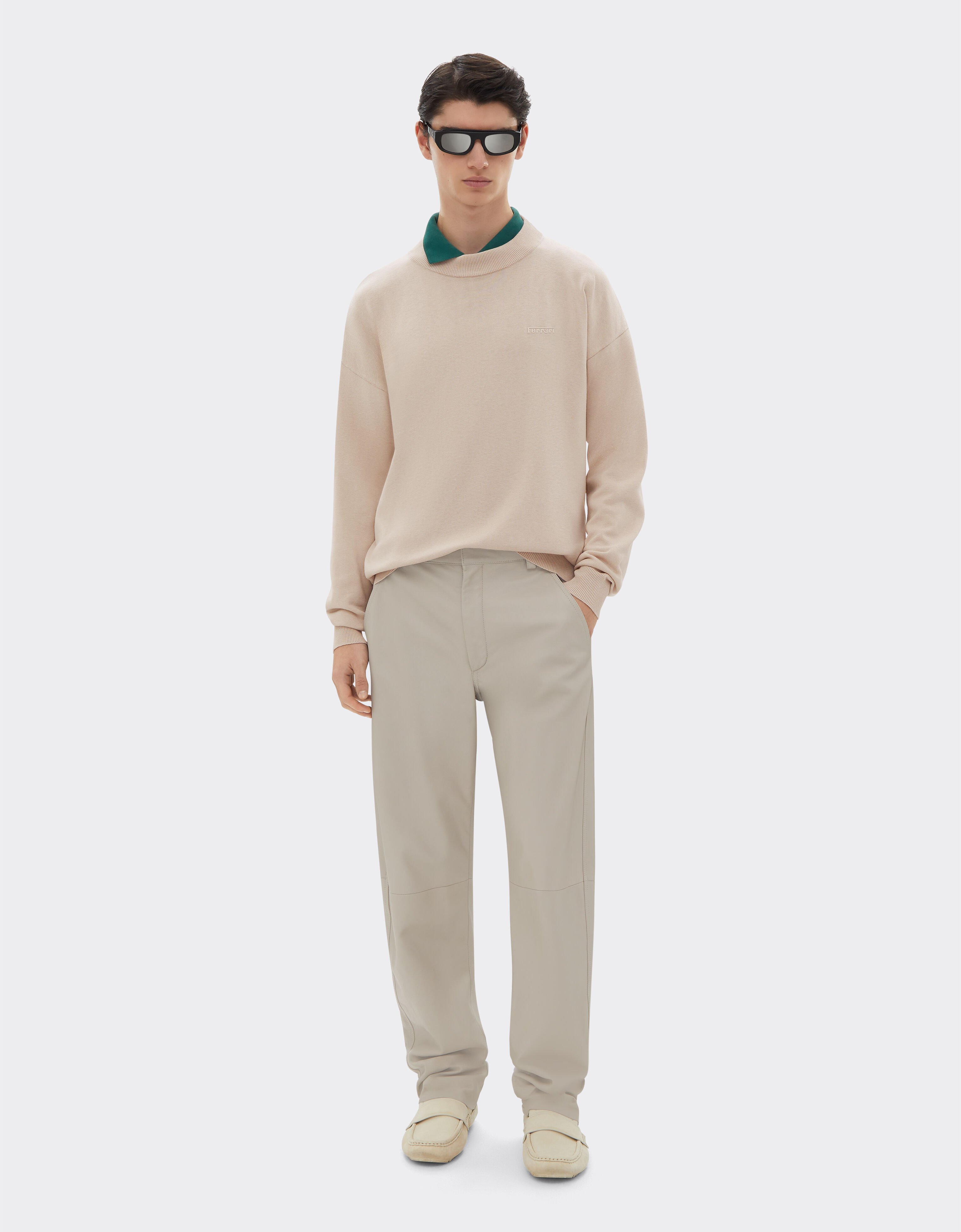 Ferrari Cotton and silk long sleeve sweater Ecru 48378f