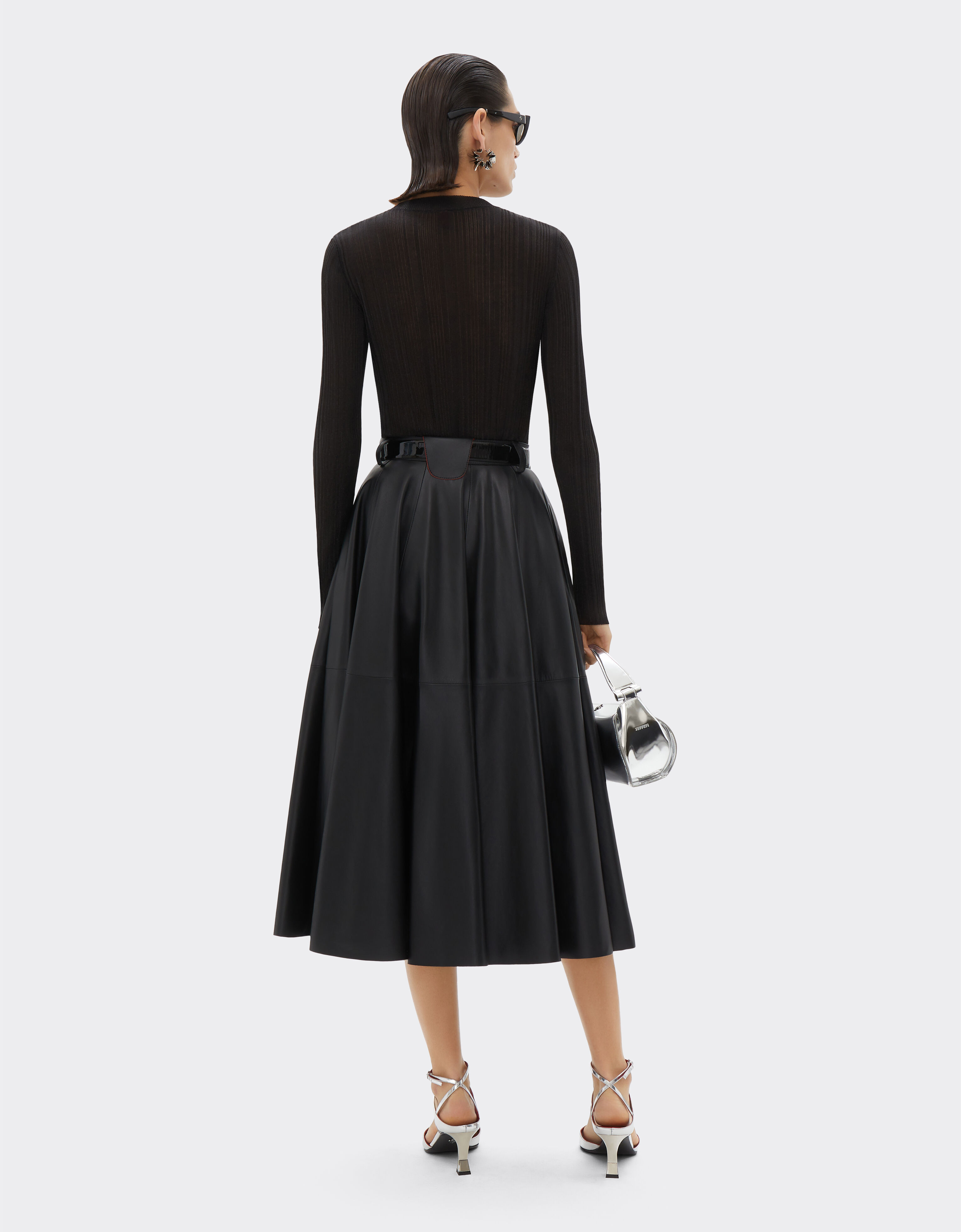 Ferrari Long skirt in nappa leather Black 21645f