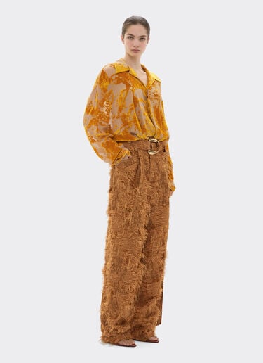 Chemise en velours de soie à motif dévoré Ferrari Chemise en velours de soie à motif dévoré Or 50313f