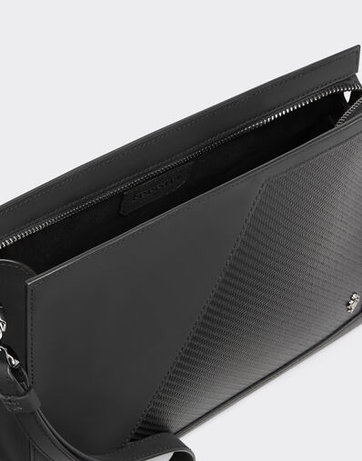 Ferrari Pouch in leather and carbon fibre Black 22200f