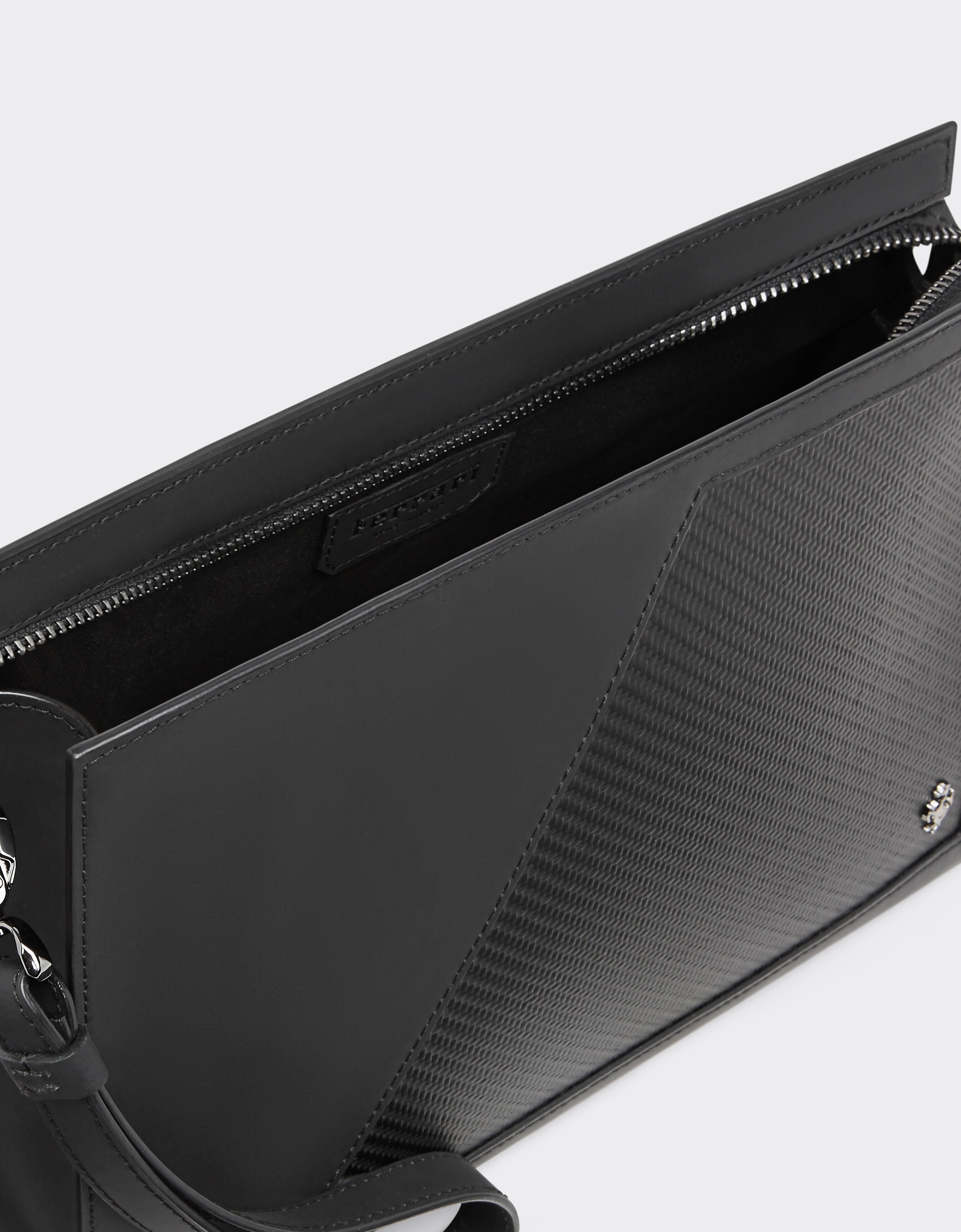 Ferrari Pouch in leather and carbon fibre Black 22200f