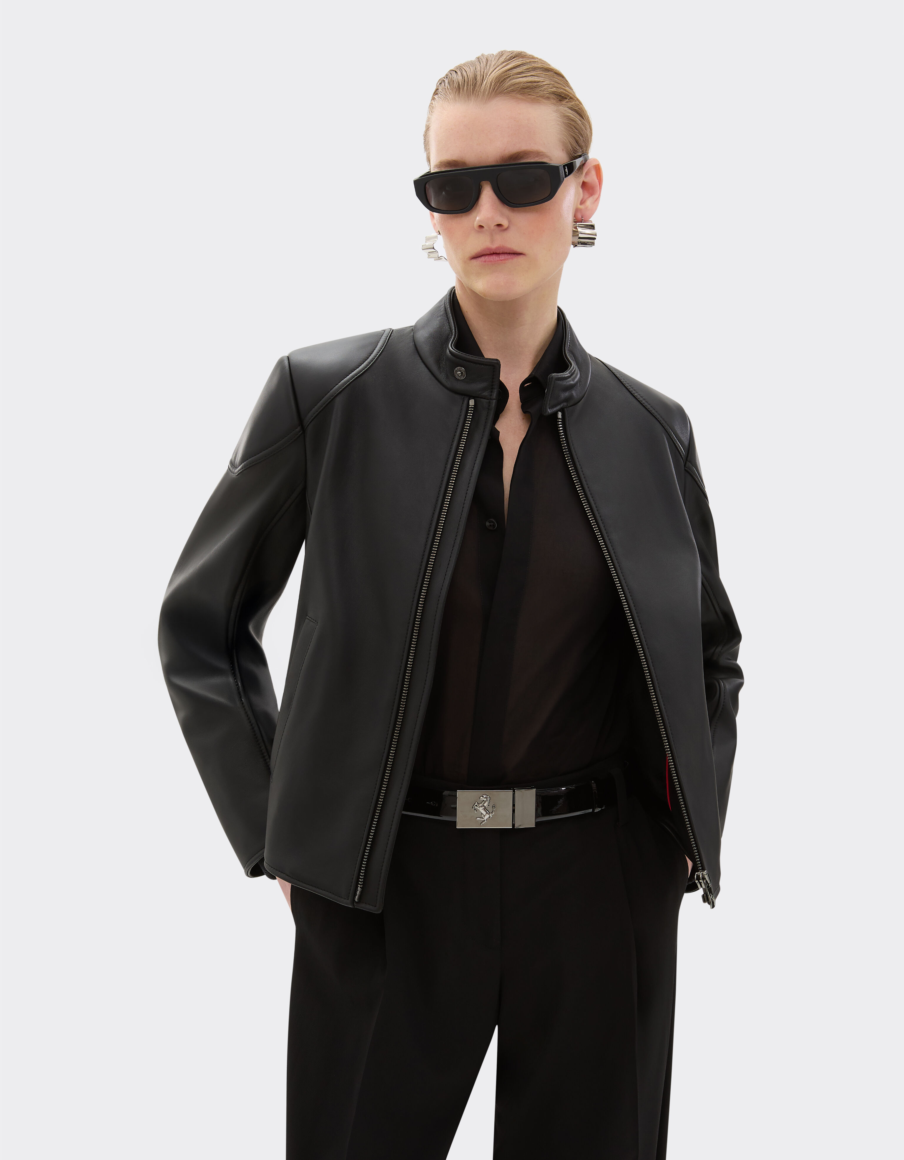Ferrari Leather Jacket with Padded Shoulders Female Jackets Black L