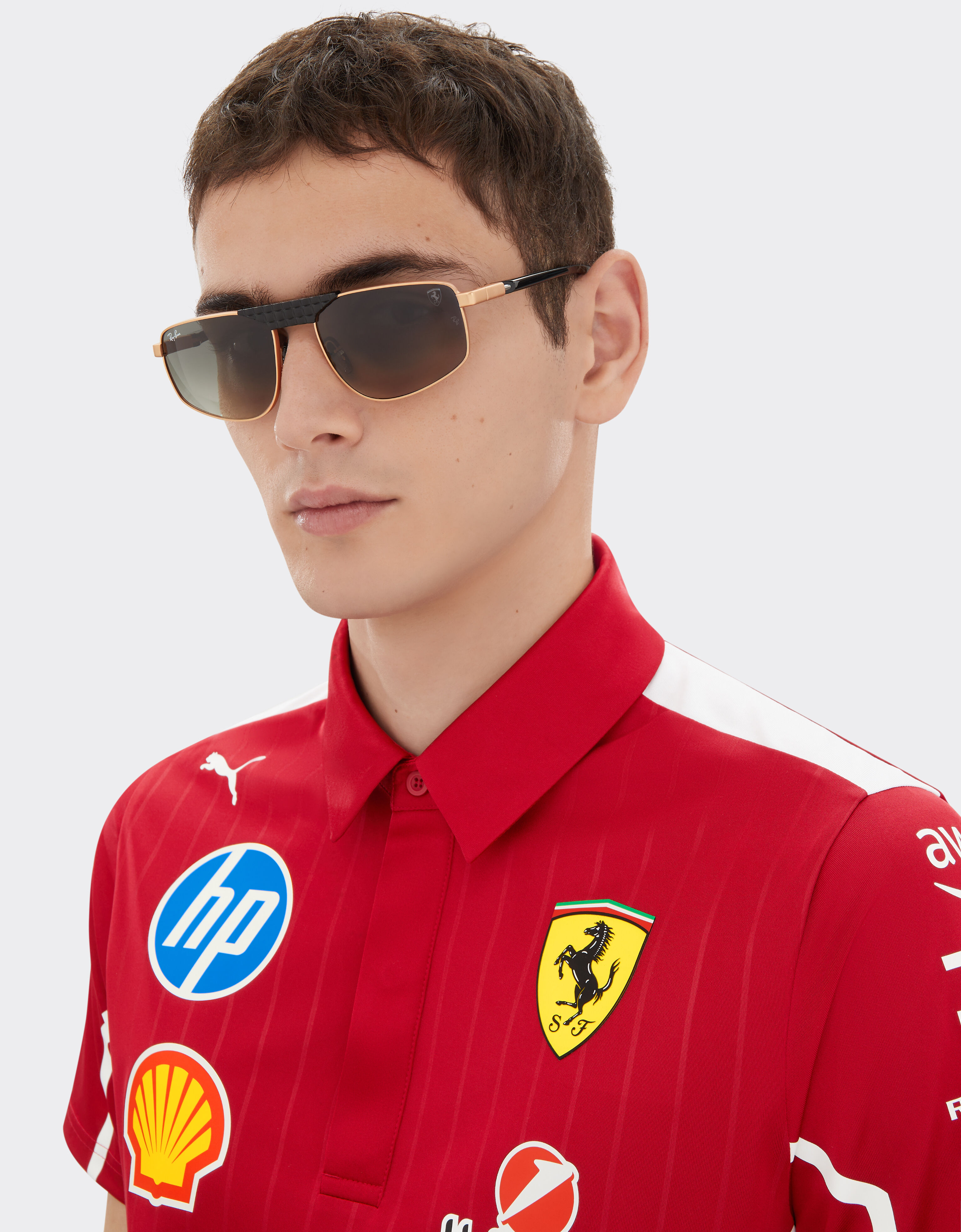 Ferrari Ray-Ban for Scuderia Ferrari RB3776M in rose gold and black metal with grey gradient lenses Black LA0EJf