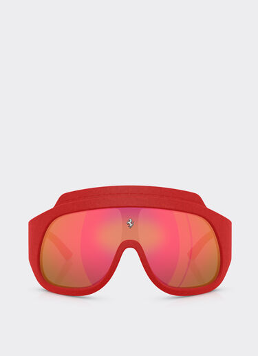 Ferrari Red Ferrari Limited Edition shield sunglasses in injected material and leather with red mirror lens Red F1580f