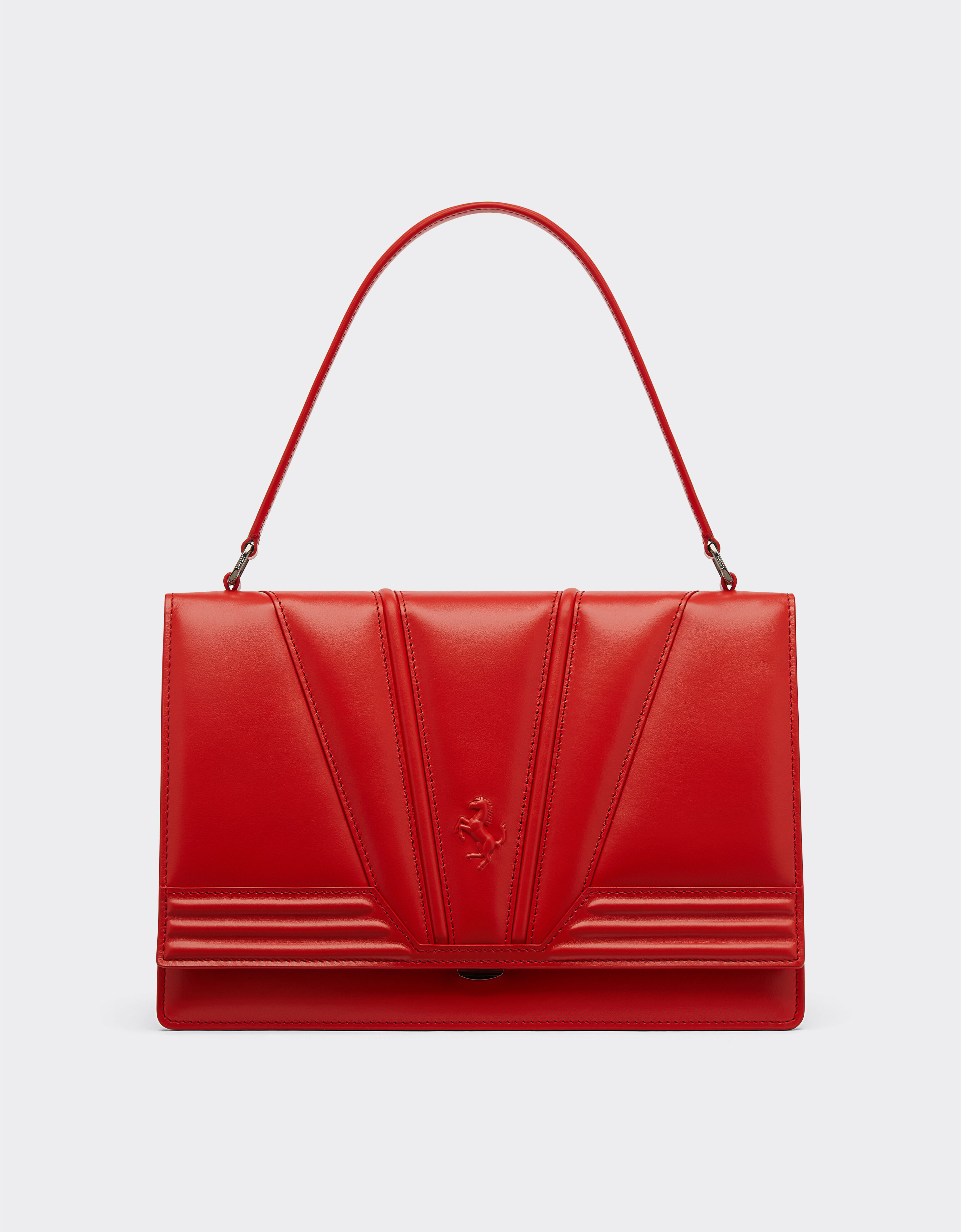 Ferrari 法拉利 GT Bag 3D 图案顶部手柄皮革手袋 Rosso Dino 红色 20324f