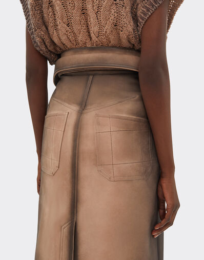 Ferrari Airbrushed leather skirt Marrone Scuro 51437f