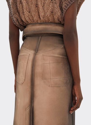 Ferrari Airbrushed leather skirt Marrone Scuro 51437f