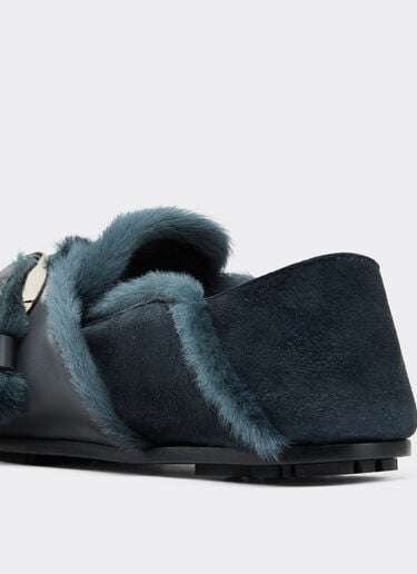 Suede moccasin with fur edging Ferrari Suede moccasin with fur edging Peacock 49162f