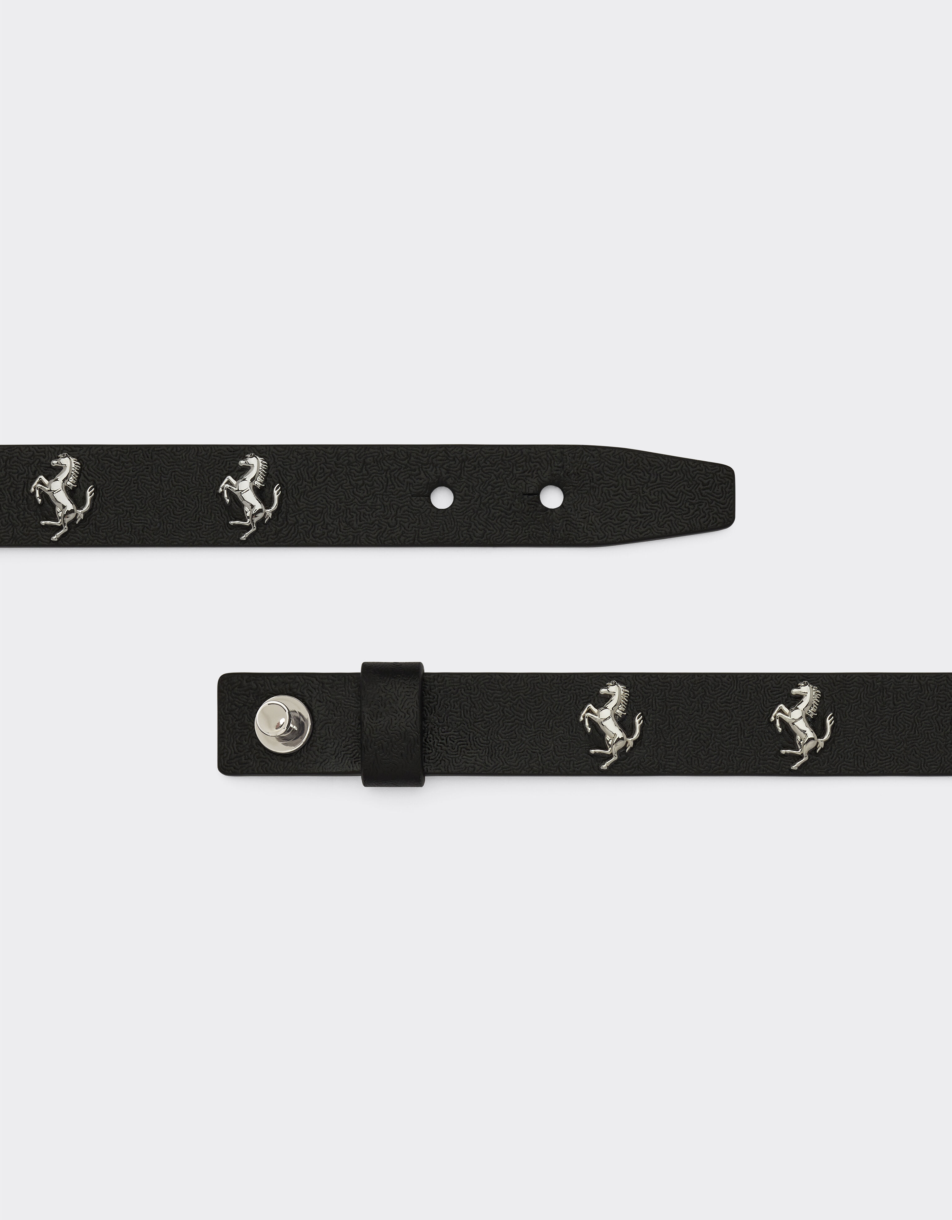 Ferrari Leather bracelet with metal studs featuring the Prancing Horse Black 47427f