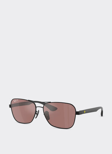 Ferrari Ray-Ban for Scuderia Ferrari RB8336M in metallo nero e fibra di carbonio scura con lenti polarizzate viola specchiate argento Nero LA02If