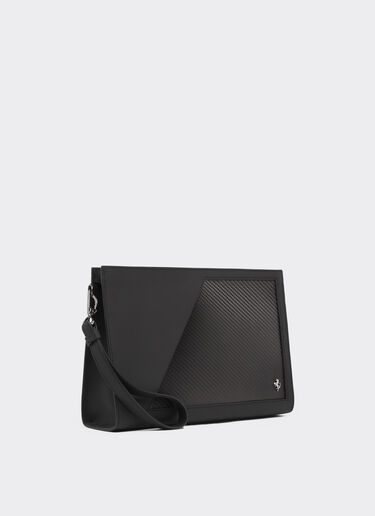 Ferrari Pouch in leather and carbon fibre Black 22200f