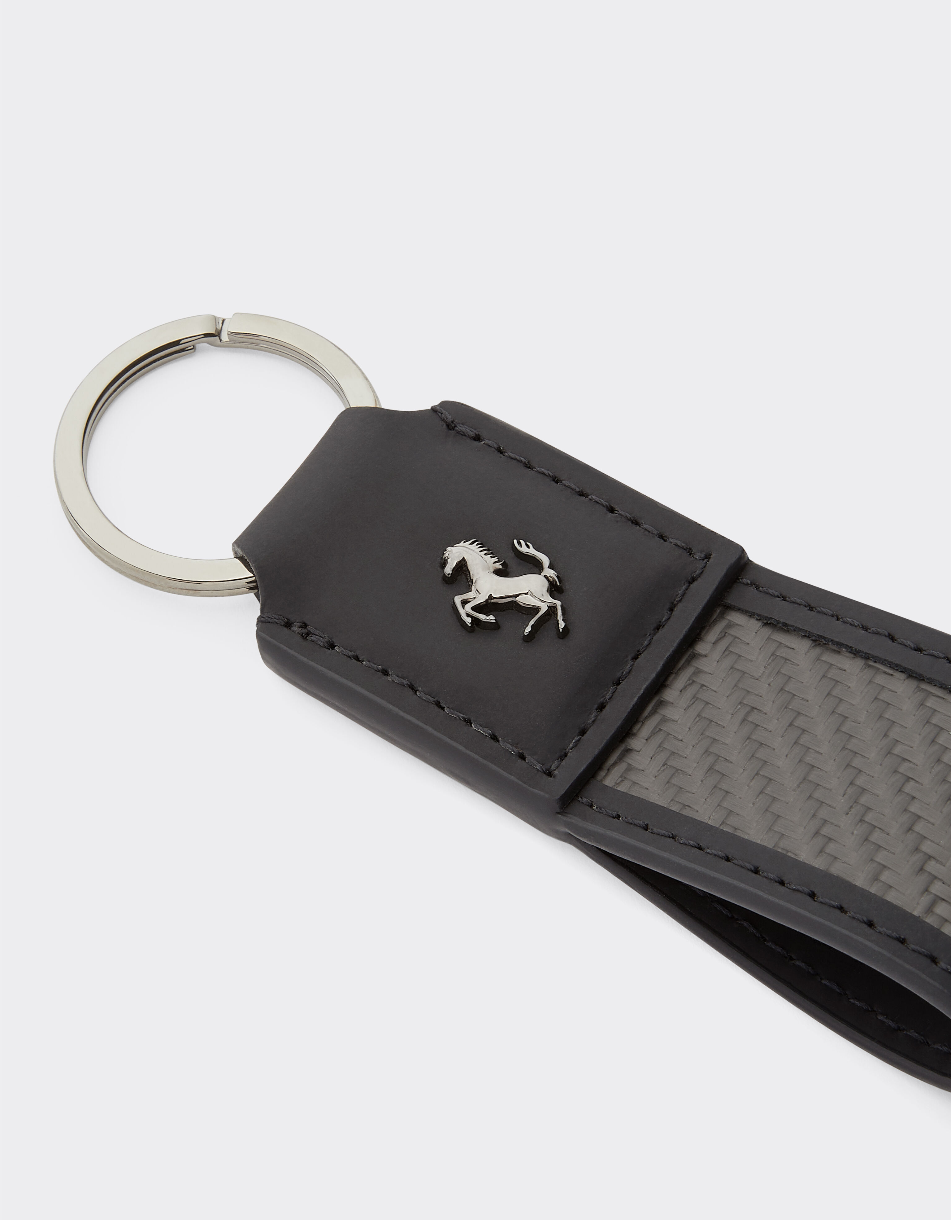 Ferrari Leather and carbon fiber keychain Black 20629f