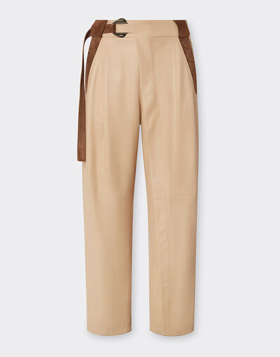 Ferrari Trousers in nappa and suede Chalk 22585f
