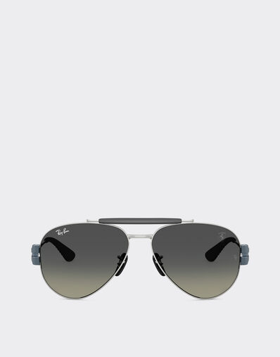 Ferrari Ray-Ban for Scuderia Ferrari RB3762M in silver-tone and matt light blue metal with gradient grey lenses Black LA01Kf