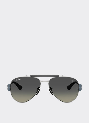 Ferrari Ray-Ban for Scuderia Ferrari RB3762M in metallo argento e azzurro opaco con lenti grigie sfumate Silver LA019f