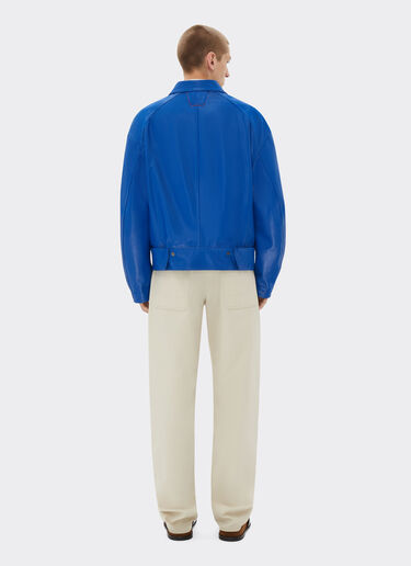 Ferrari Bomber jacket in liquid leather Klein Blue 21882f