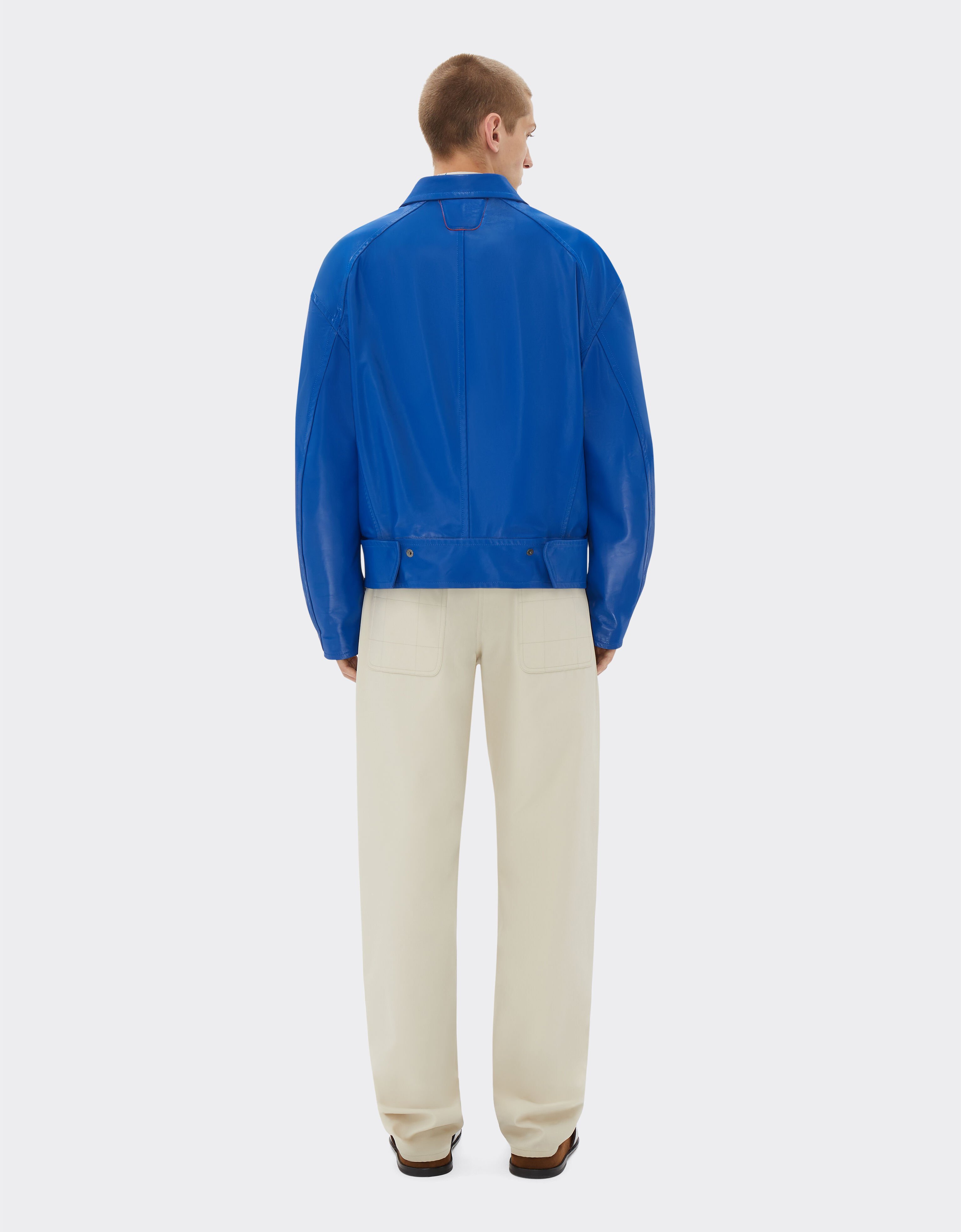 Ferrari Bomber jacket in liquid leather Klein Blue 21882f