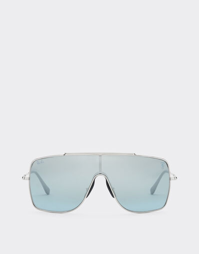 Ferrari Ray-Ban for Scuderia Ferrari RB3697MF in metal with silver mirror blue gradient lens Black LA01Kf