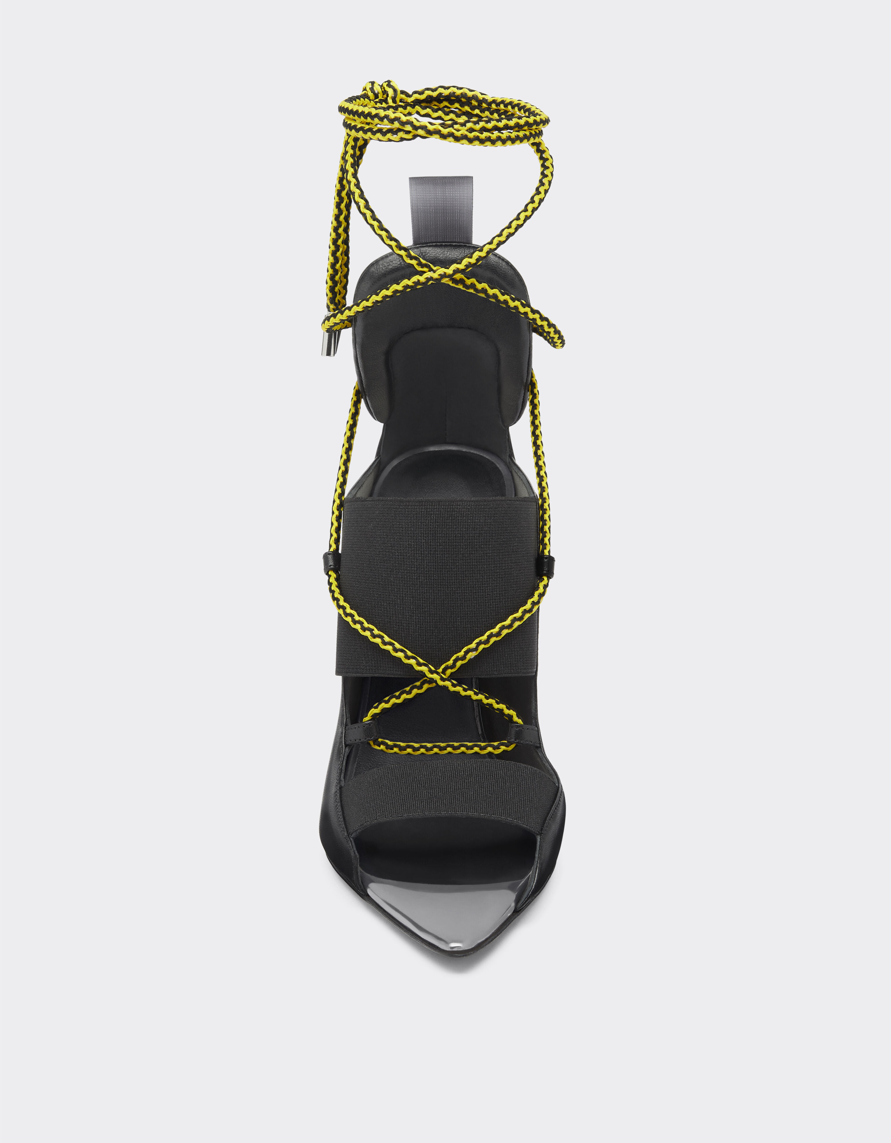 Ferrari Sandalia de piel con cordones de cuerda cruzados Negro 20309f
