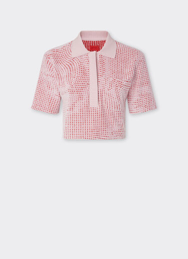 Polo cropped in spugna jacquard con motivo Cavallino Dots Ferrari Polo cropped in spugna jacquard con motivo Cavallino Dots Glicine 22485f