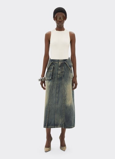 Ferrari Acid-washed denim midi skirt Blu Denim 51190f