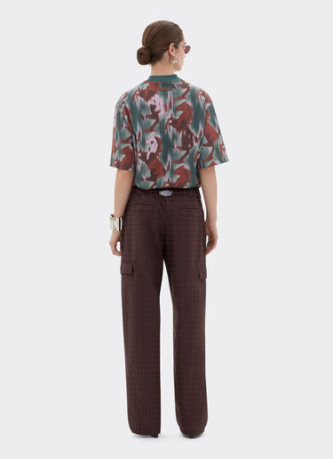 Ferrari Cargo trousers in Q-Cycle® jacquard with Cavallino Monogram Mahogany 22634f