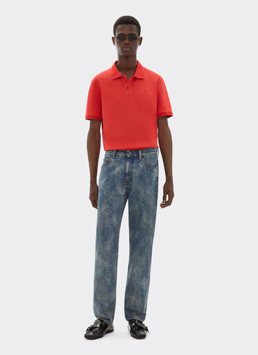Ferrari Organic cotton piqué polo shirt with Prancing Horse Rosso Dino 47822f
