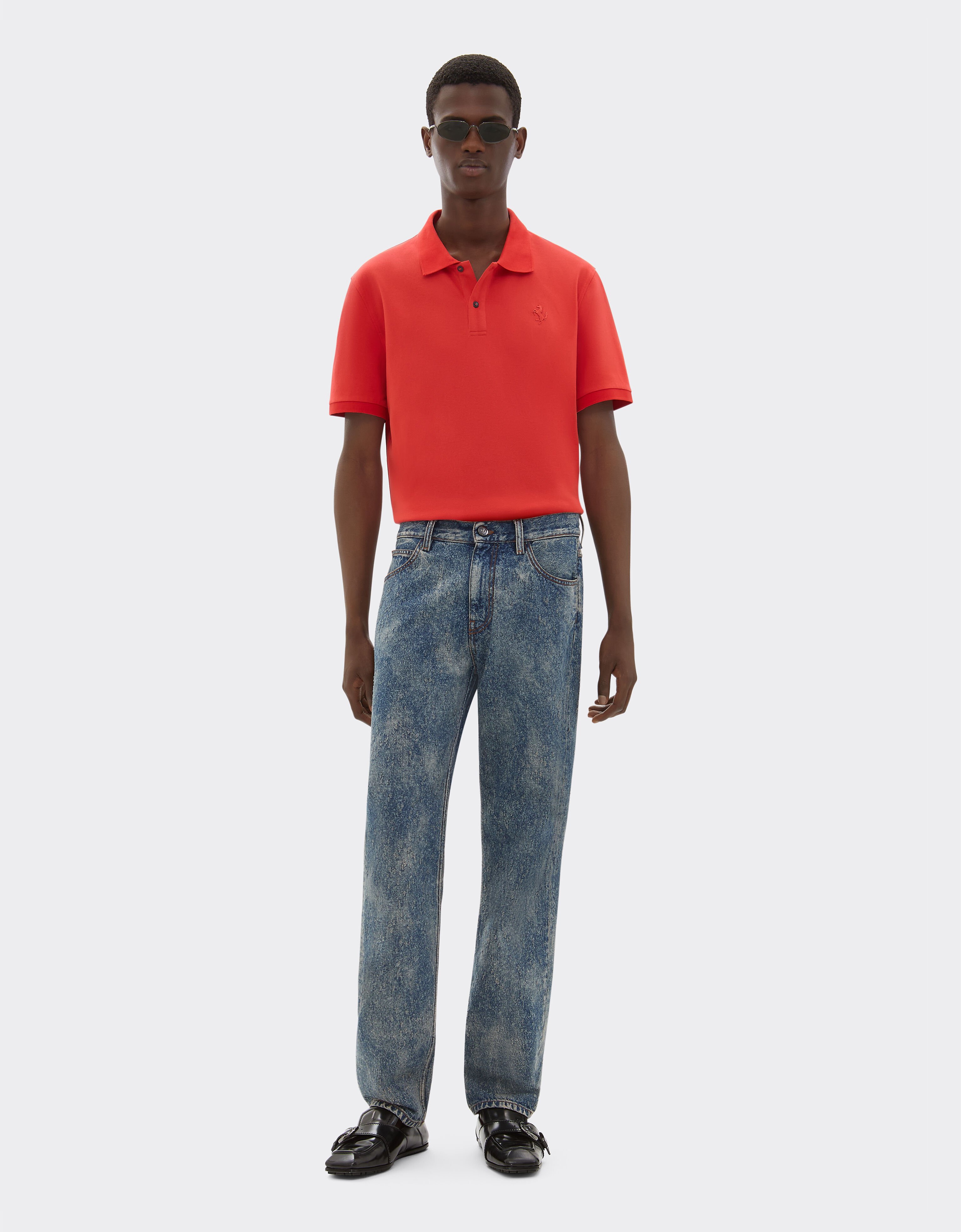 Ferrari Organic cotton piqué polo shirt with Prancing Horse Rosso Dino 47822f