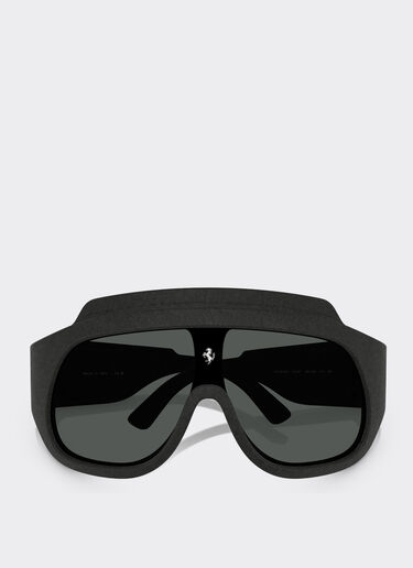 Ferrari Black Ferrari Limited Edition shield sunglasses in injected material and leather with dark grey lens Black F1581f