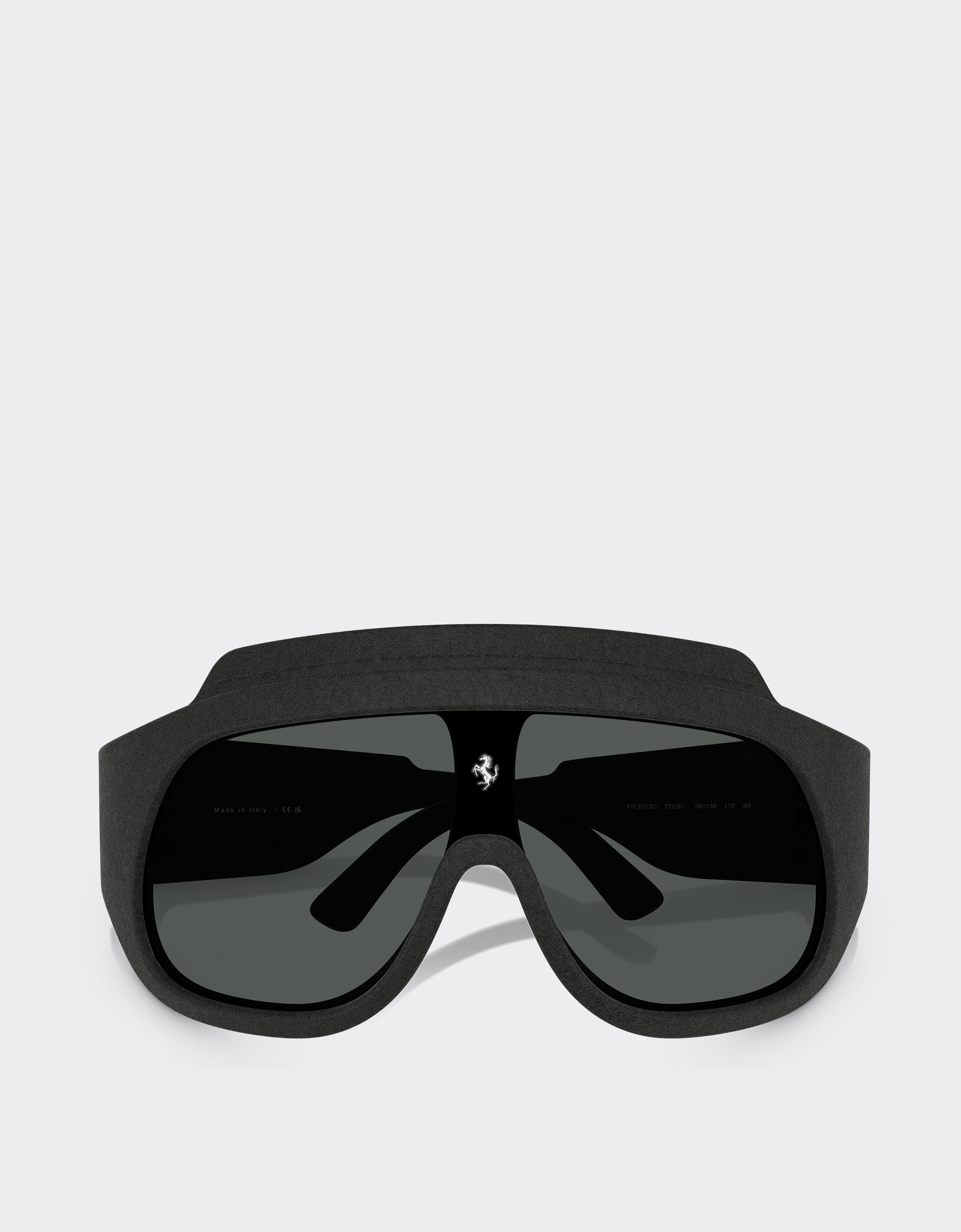 Ferrari Black Ferrari Limited Edition shield sunglasses in injected material and leather with dark grey lens Black F1581f
