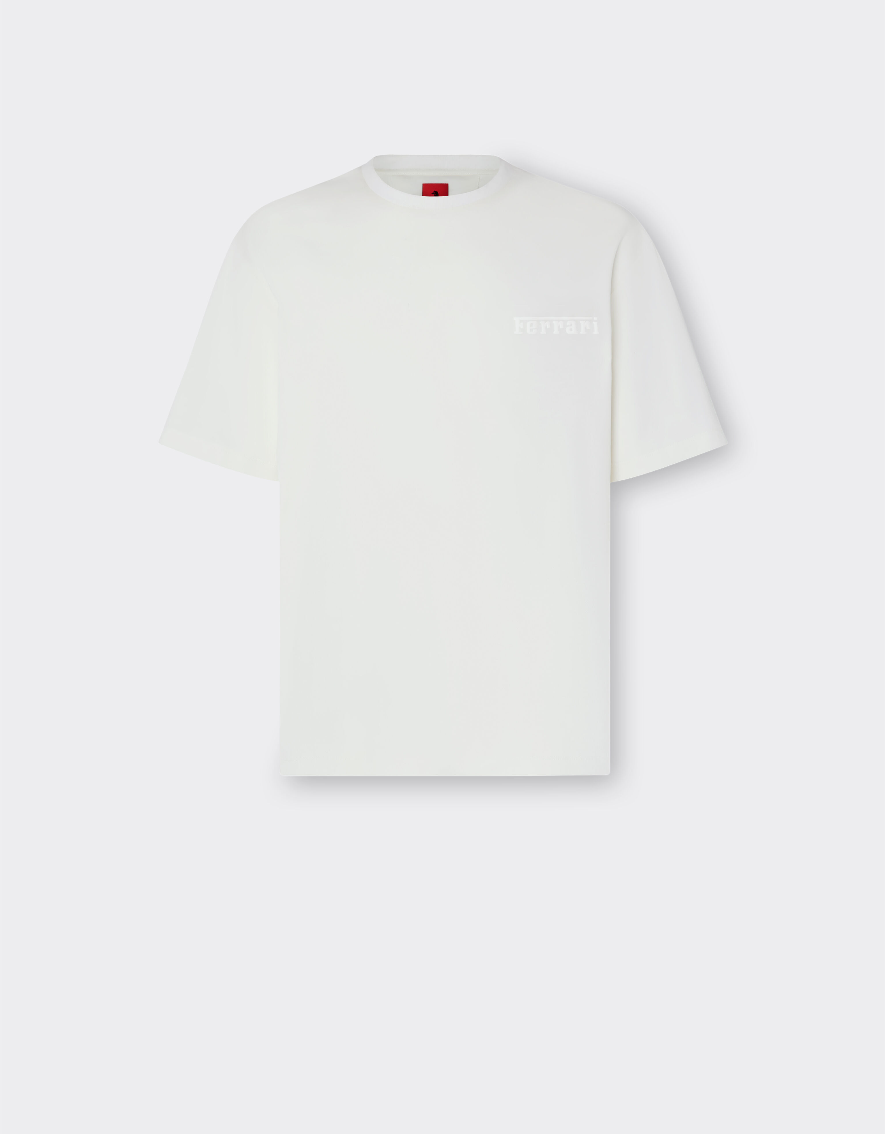 Ferrari T-Shirt aus Baumwolle mit Ferrari-Maxilogo Optisch Weiß 48114f