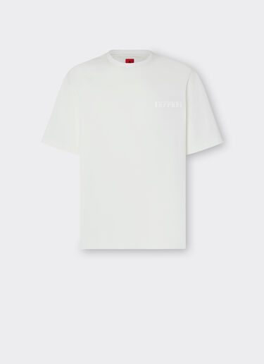 Ferrari T-Shirt aus Baumwolle mit Ferrari-Maxilogo Optisch Weiß 48114f